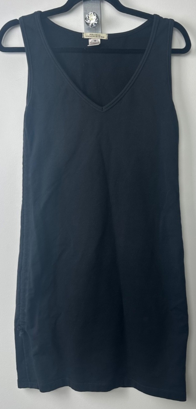 Prairie Underground Dress M Black Tank Ruched Side Tie Sleeveless Organic A52